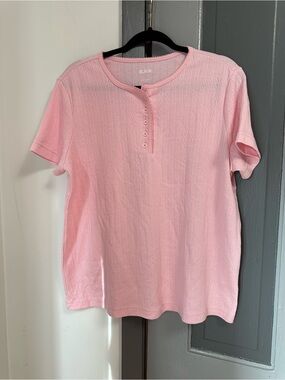 Blair Light Pink Short Sleeve Henley Top